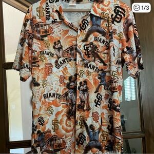 Giants Themed Men's Casual Shirt - Orange and White